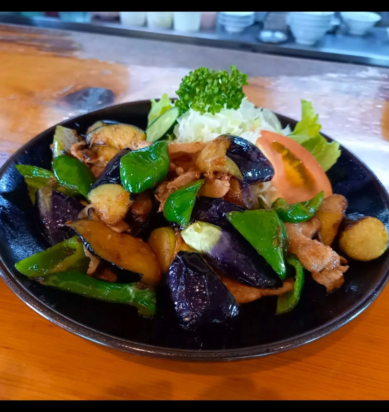 肉とナスの生姜焼き🍆